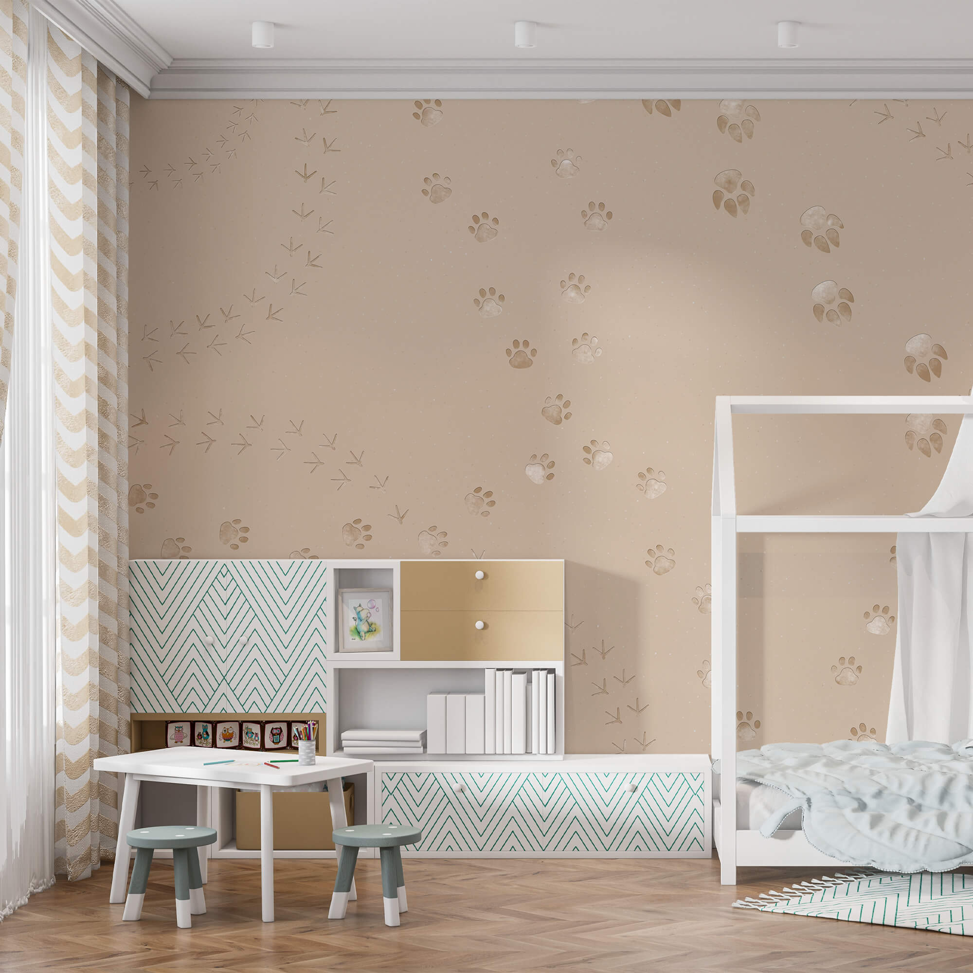 Modelul urmelor de labe și păsări Modelul urmelor de labe și păsări