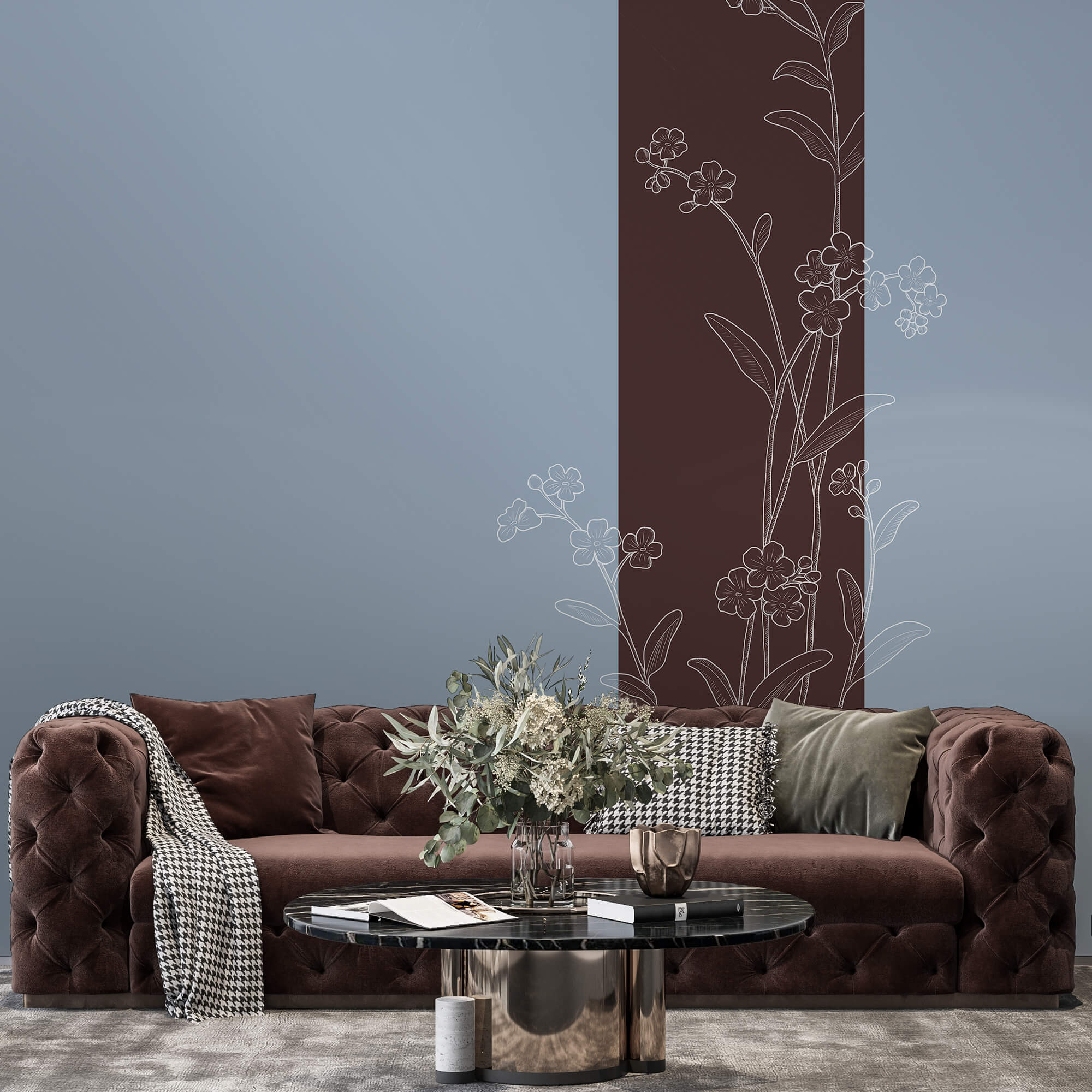 Flori elegante pe un fundal în două nuanțe Flori elegante pe un fundal în două nuanțe