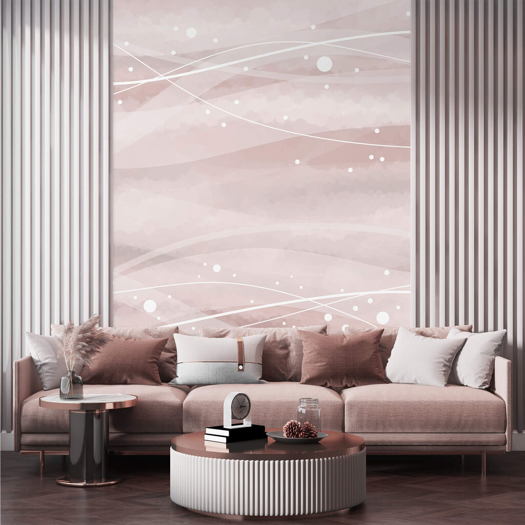 Linii albe și puncte pe fond roz