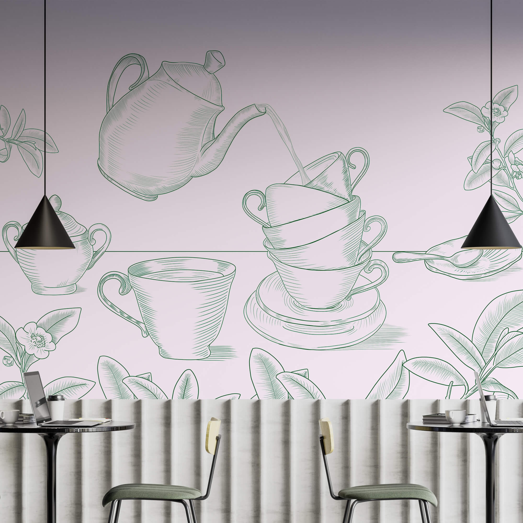 Ceainic turnând ceai într-o stivă de cești de ceai Ceainic turnând ceai într-o stivă de cești de ceai