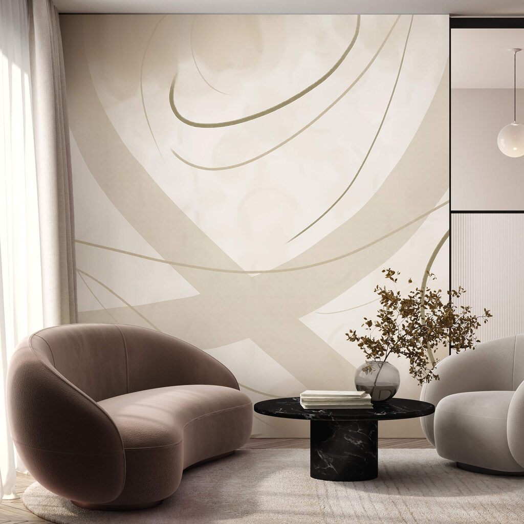 Fundal alb și maro cu linii și curbe