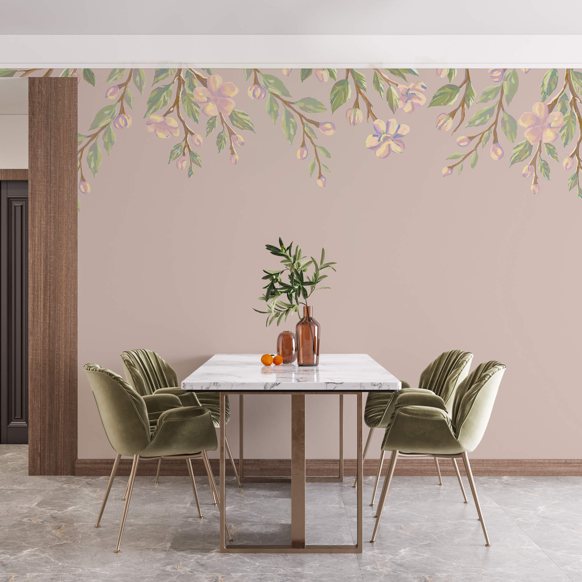 Design floral delicat pe un fundal moale