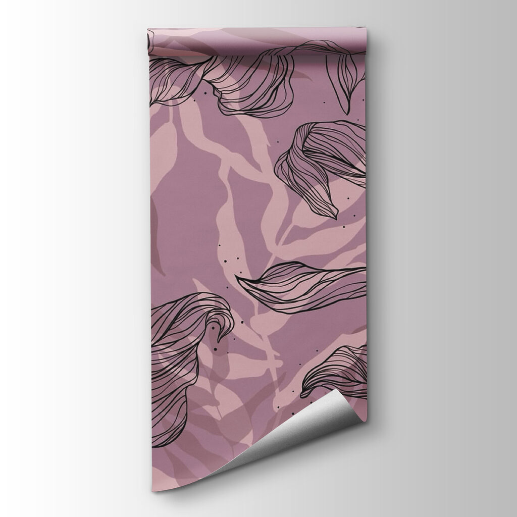 Drawing of leaves on a purple background