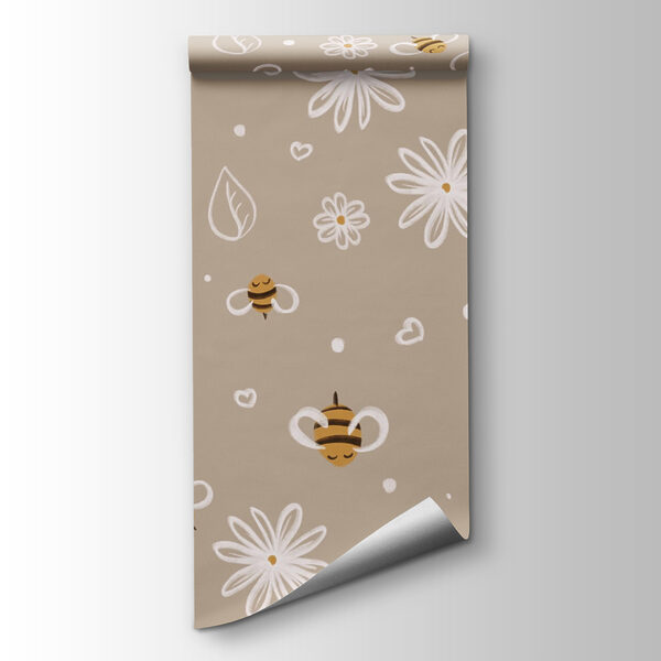 Pattern of bees and flowers