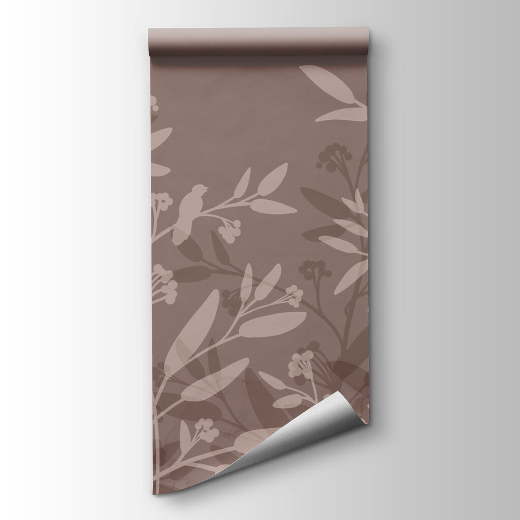 Gentle leaf silhouettes on muted background