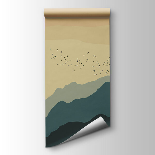 Group of birds flying over mountains