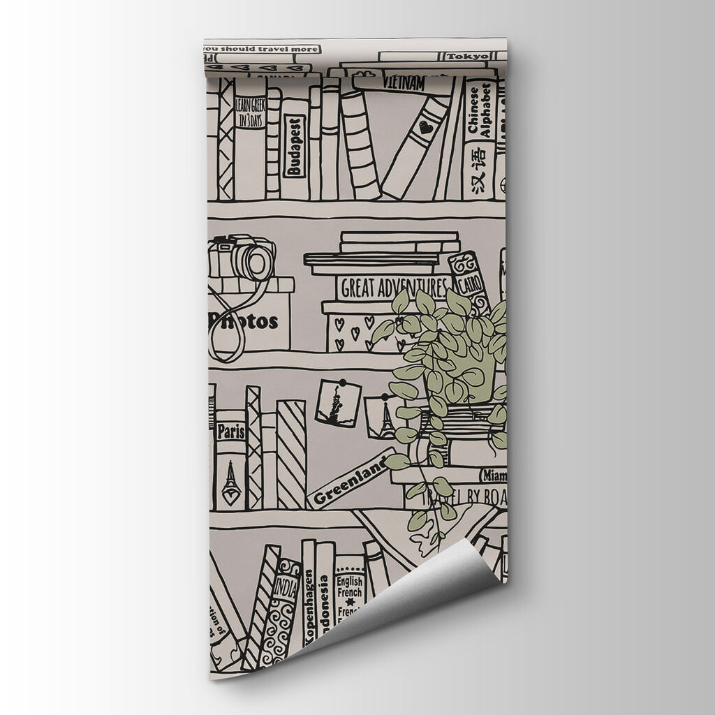 Wallpaper with books on shelves Wallpaper with books on shelves