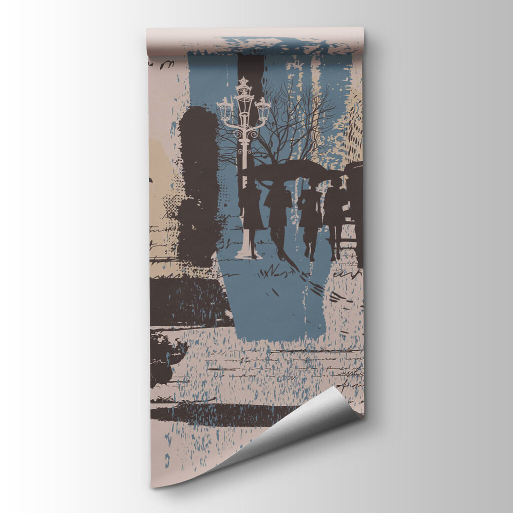 Group of people walking with umbrellas Group of people walking with umbrellas