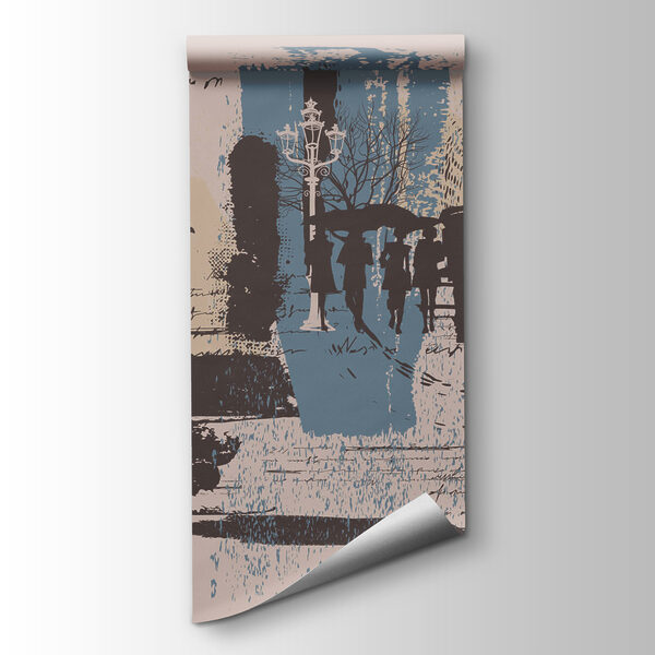 Group of people walking with umbrellas Group of people walking with umbrellas