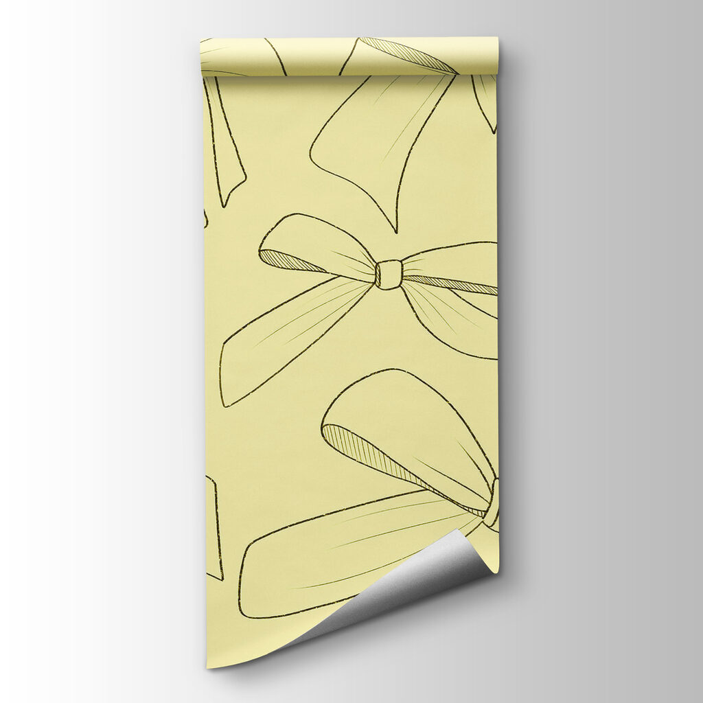 Pattern of bows on a yellow background