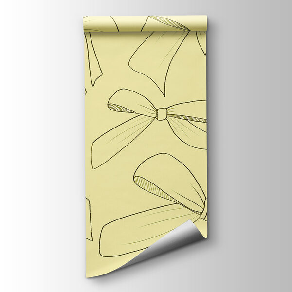Pattern of bows on a yellow background
