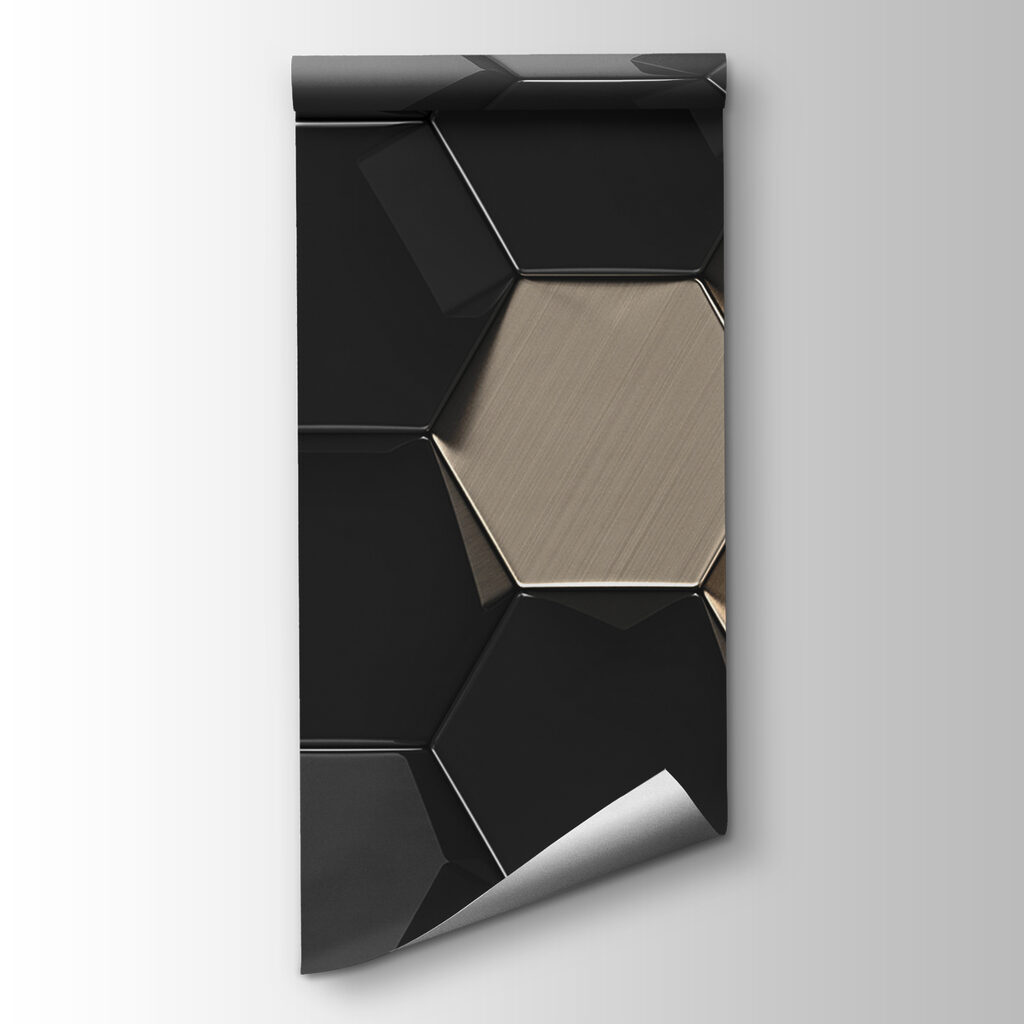 Hexagonal pattern in black and beige
