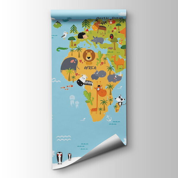 Map of the world with animals