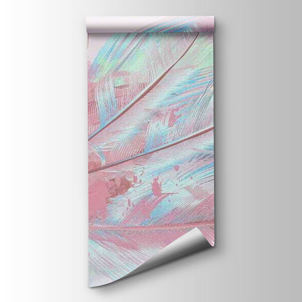 Pink flamingo with white and blue feathers