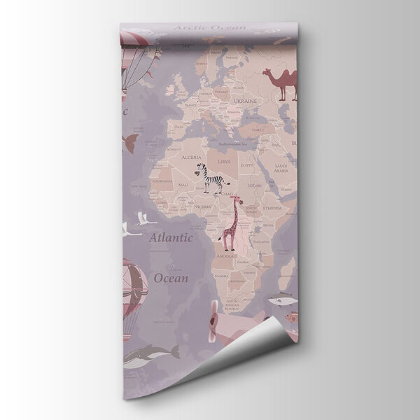 A map of the world with airplanes and hot air balloons A map of the world with airplanes and hot air balloons