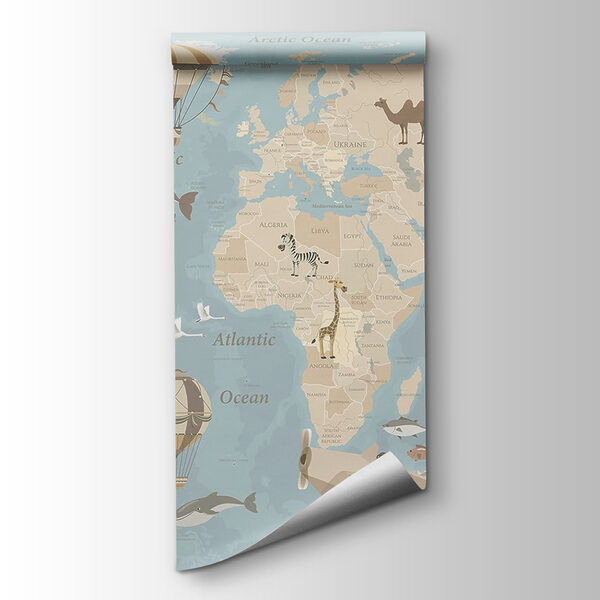 Map of the world with airplanes and hot air balloons Map of the world with airplanes and hot air balloons