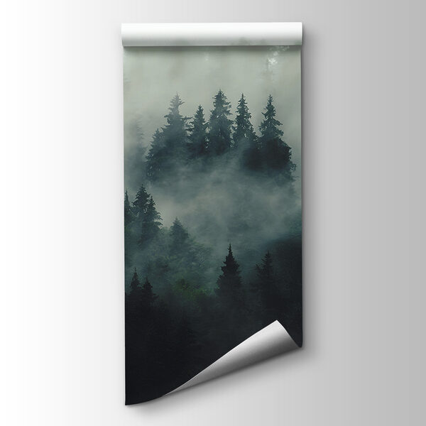 Foggy forest with trees