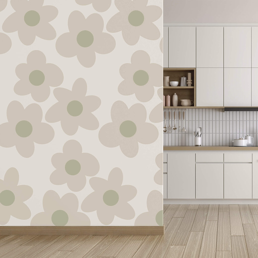 Model cu flori pe fond alb