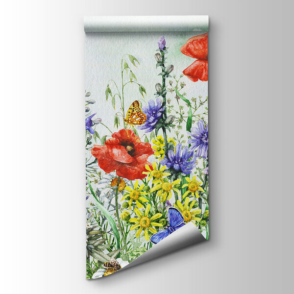 Painting of flowers and butterflies