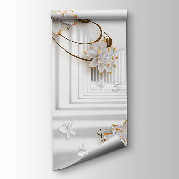 White and orange flowers on a white background