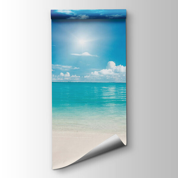 Blue sky with clouds and a sandy beach