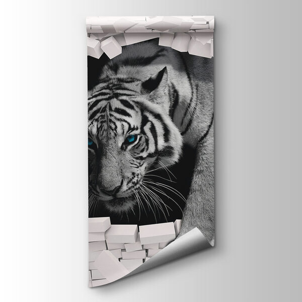 Tiger coming out of a wall