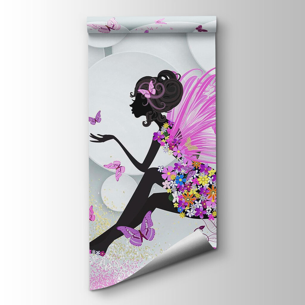 Woman in a dress with butterflies