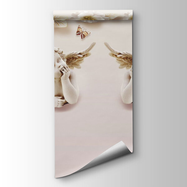 Group of angels with wings and flowers