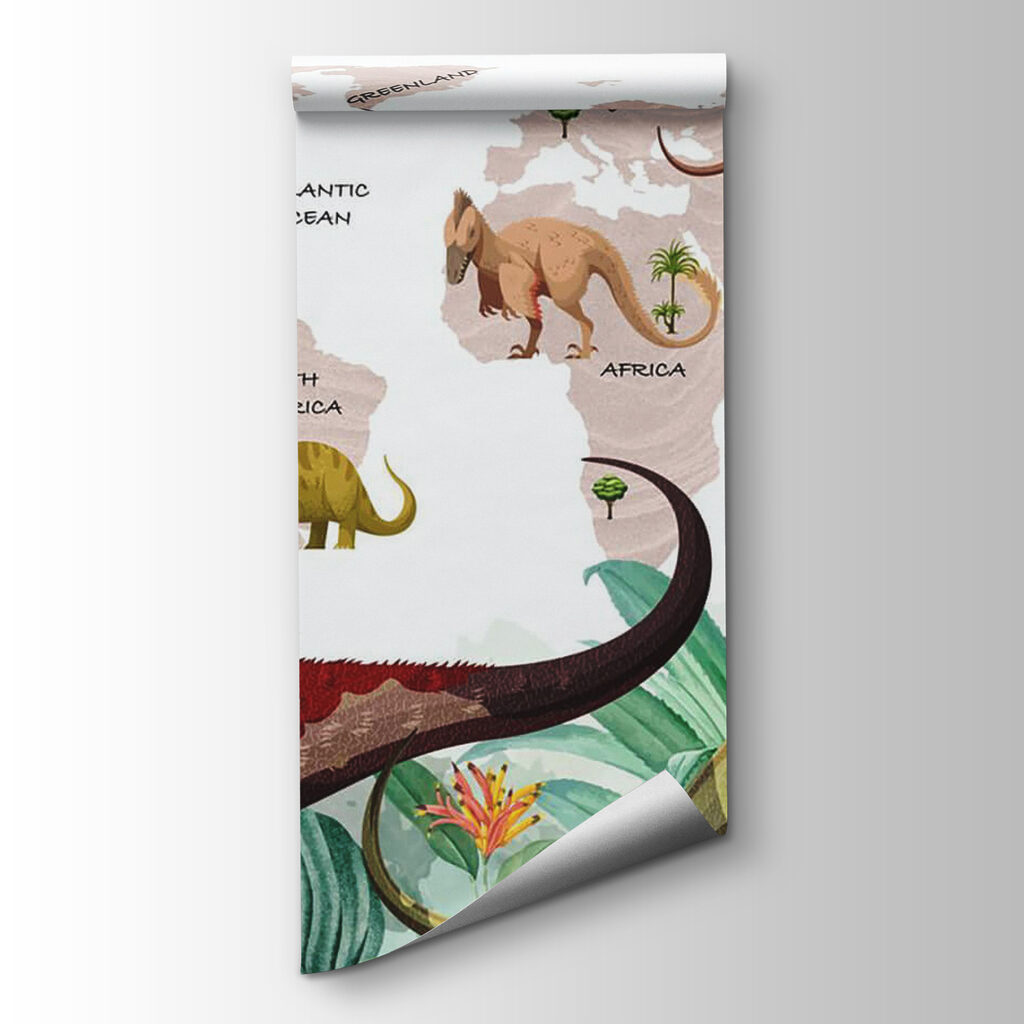 Map of dinosaurs with plants and names