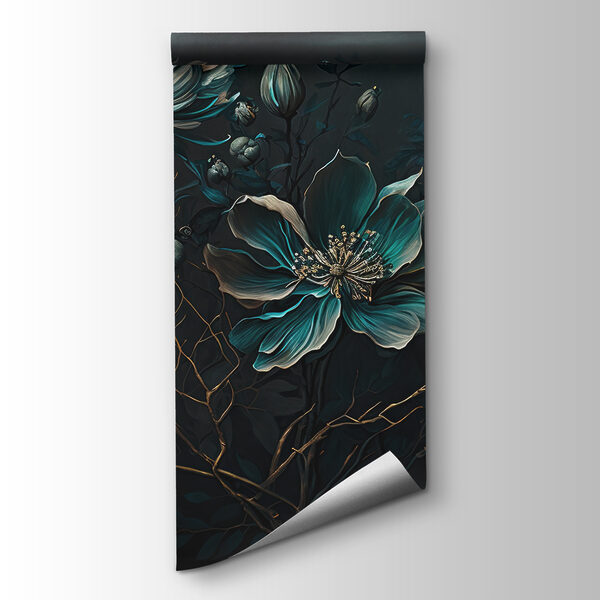 Painting of flowers on a black background