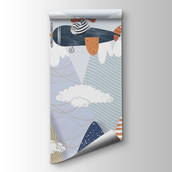 Cartoon bear flying on an airplane Cartoon bear flying on an airplane