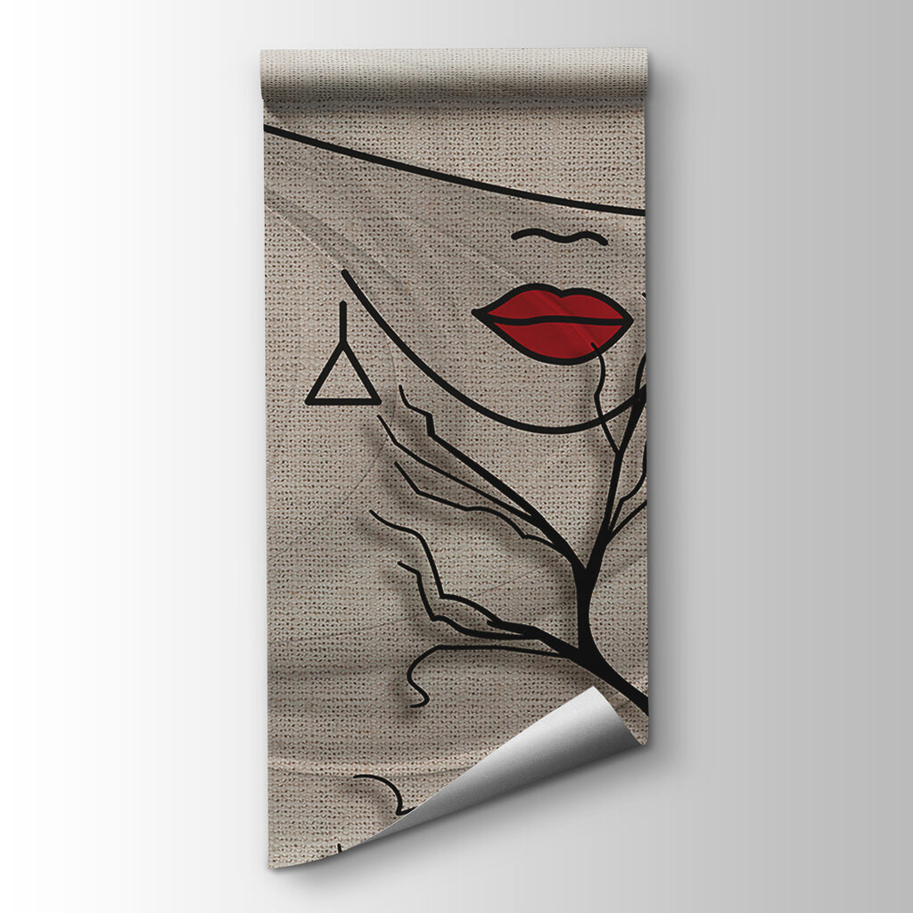 Drawing of a woman's face and a tree