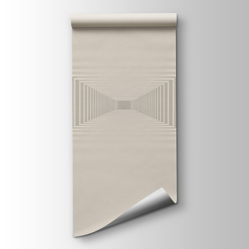 Long white room with columns