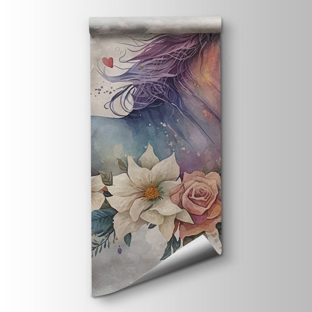 A unicorn with flowers and leaves A unicorn with flowers and leaves