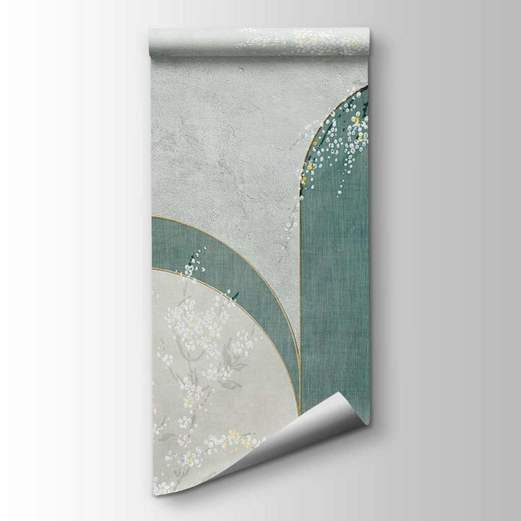 Wallpaper with flowers and archs