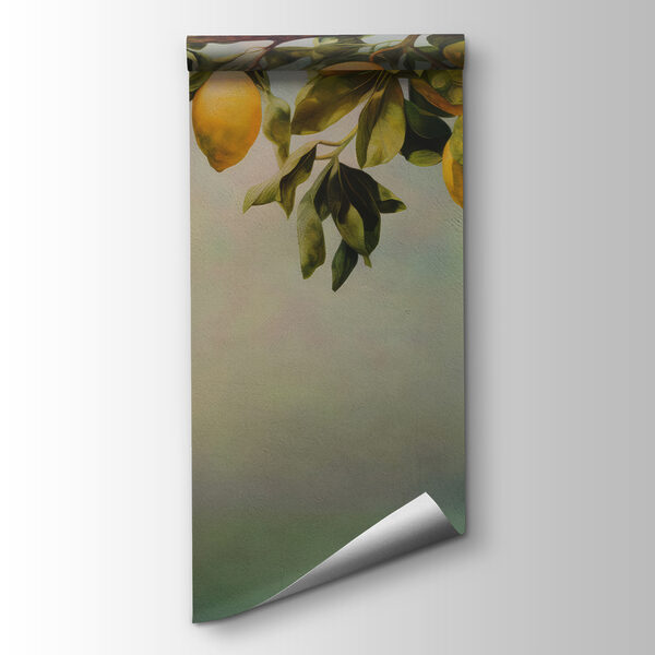 A painting of lemons on a tree branch