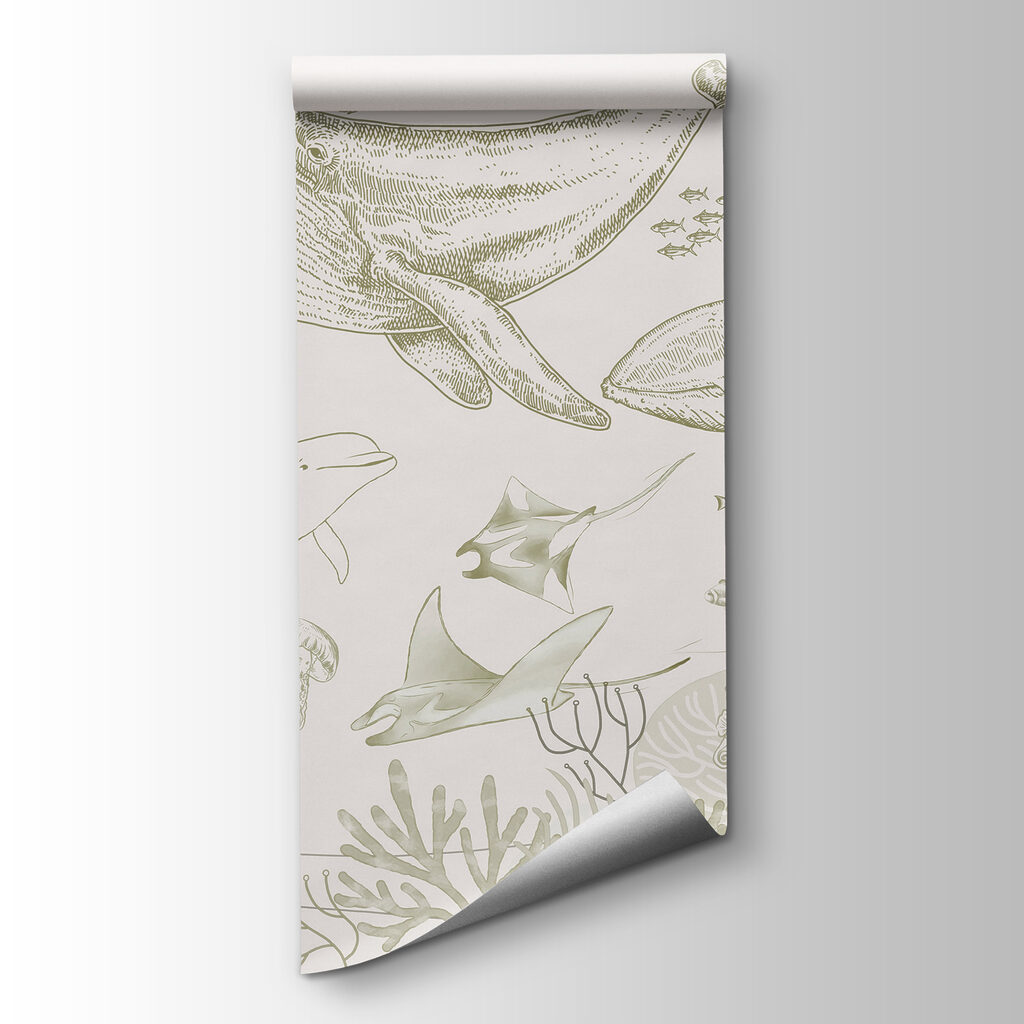 A drawing of a whale and a whale