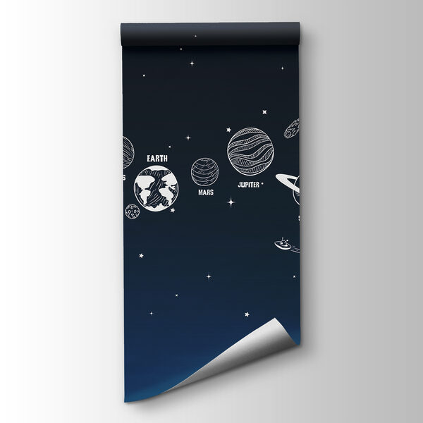 A line of planets in space