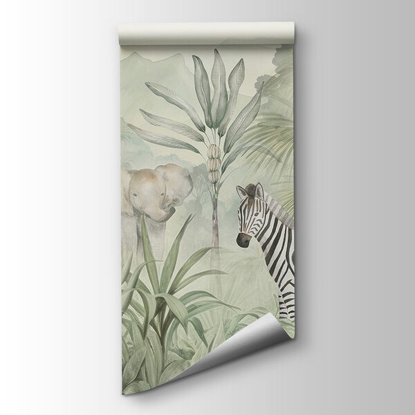 A wallpaper with animals in the jungle