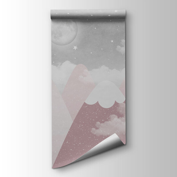 A moon over mountains and clouds