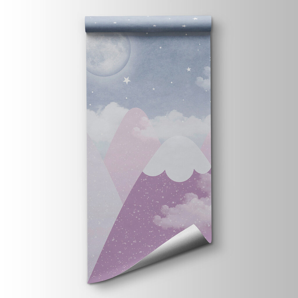 A moon over mountains and clouds