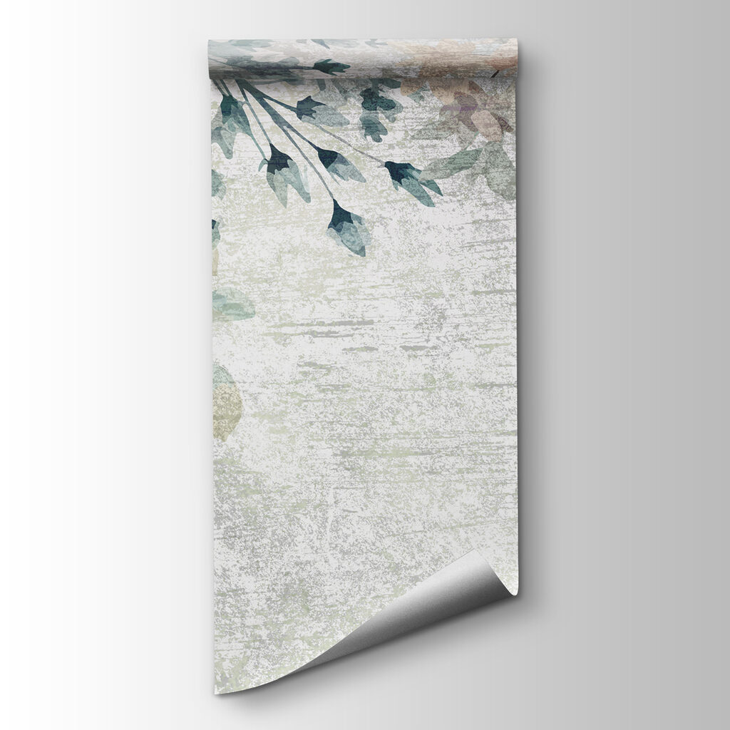 A painting of flowers and leaves