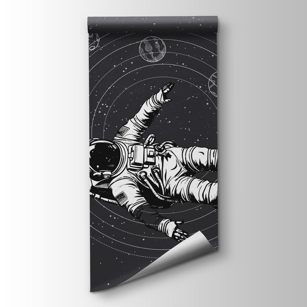 An astronaut floating in space