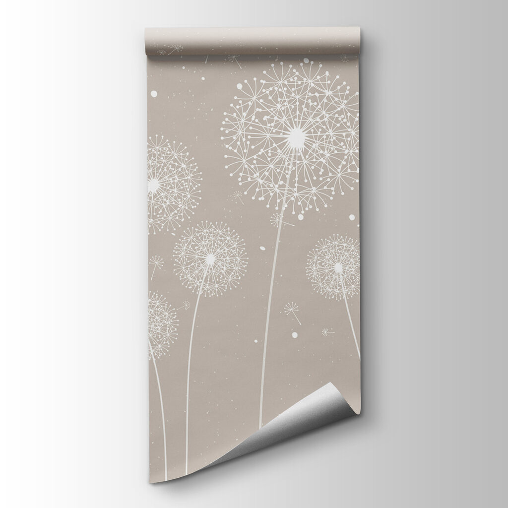 A white dandelions on a grey background
