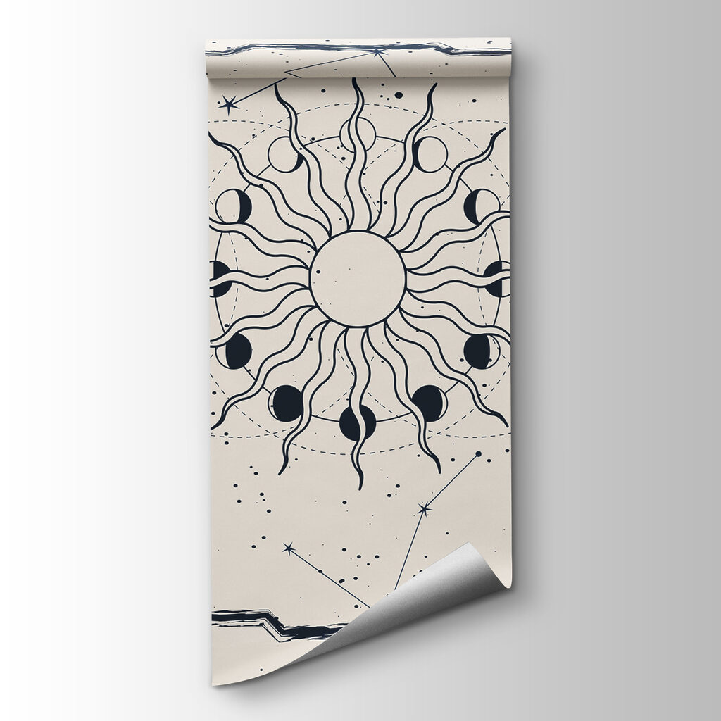 A drawing of the sun and the moon