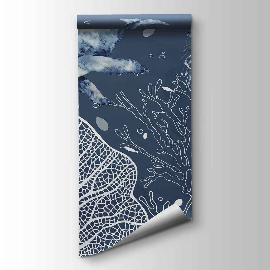 A whale and stingrays swimming in the ocean A whale and stingrays swimming in the ocean