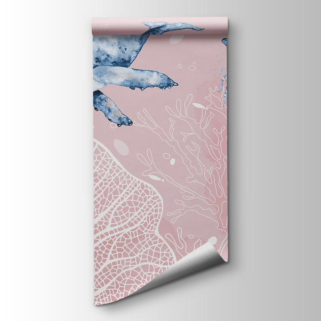 A whale and stingrays swimming in the ocean A whale and stingrays swimming in the ocean