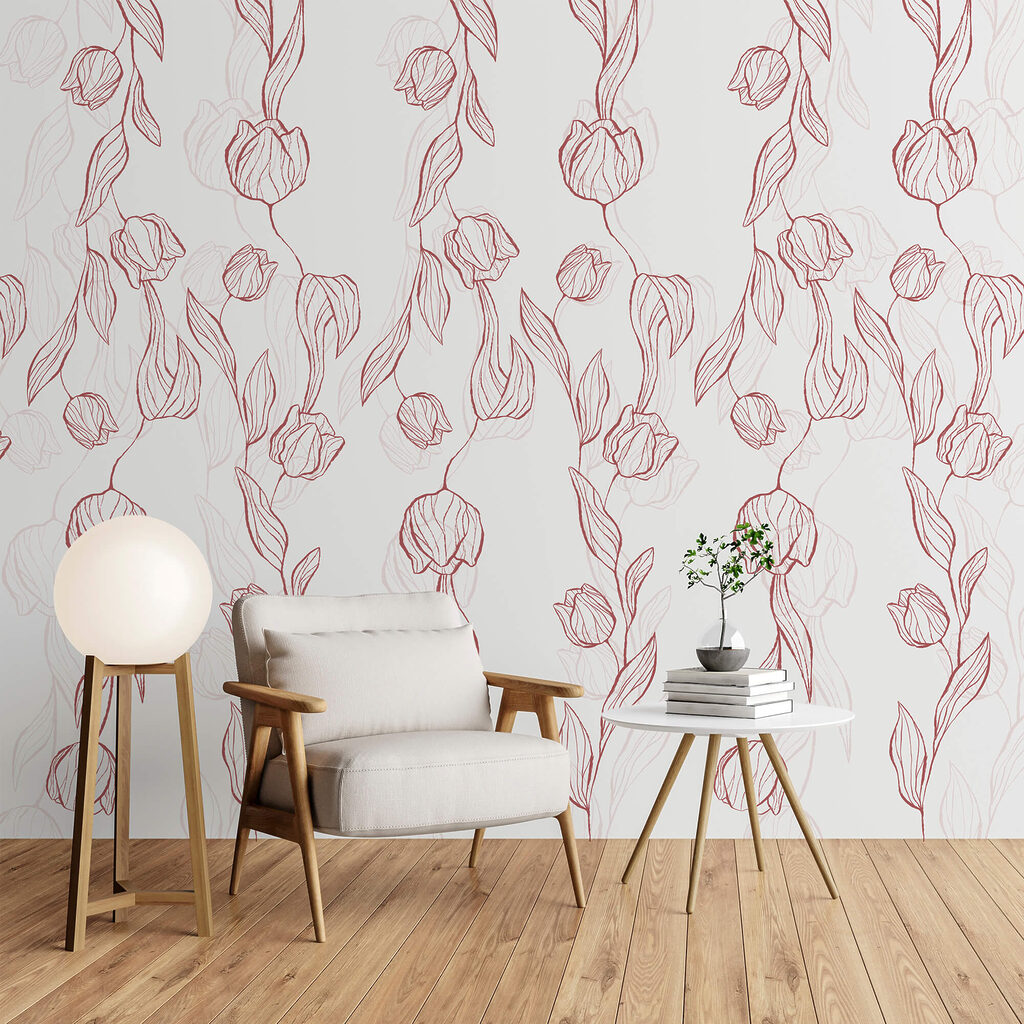 Model cu flori și frunze