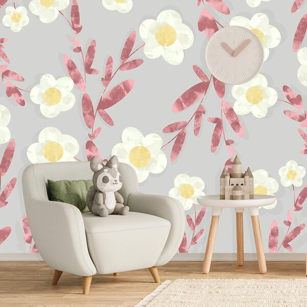 Model cu flori albe și galbene