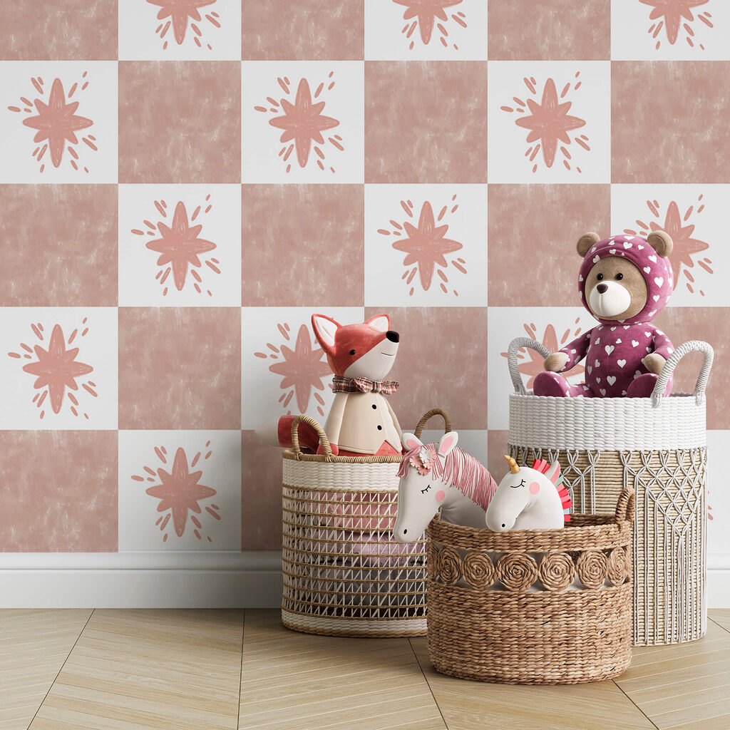 Model cu pătrate roz și pătrate albe